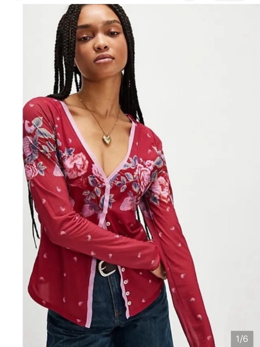Free People Home Grown Floral Cardigan Size M.